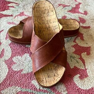 Kork-Ease Chestnut Leather Mules